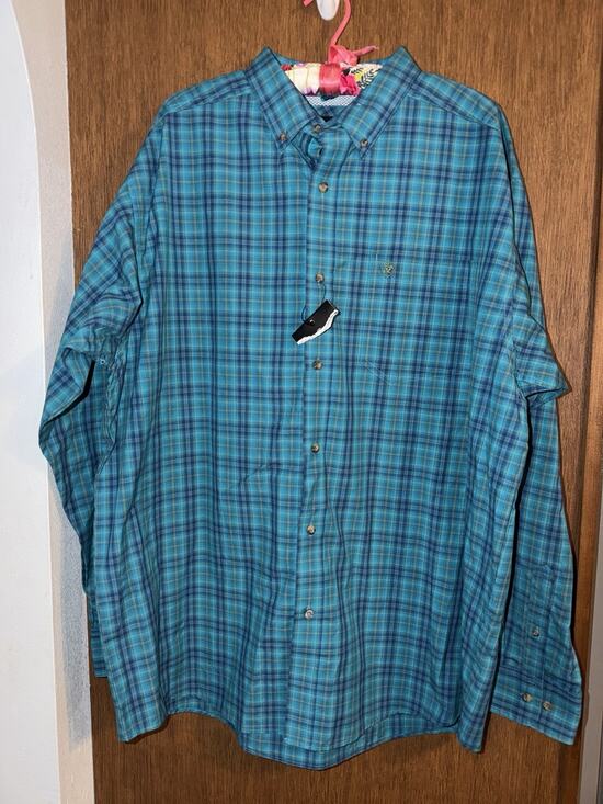 Ariat Other - Ariat Blue Pro Series plaid Button down Long sleeve Mens Sz XL Cowboy Western